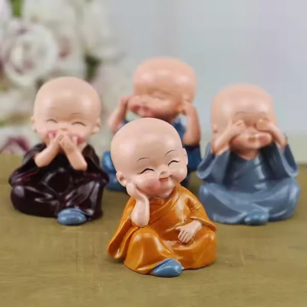Cartoon-style Buddha monk set of 4 perfect for gifting and décor