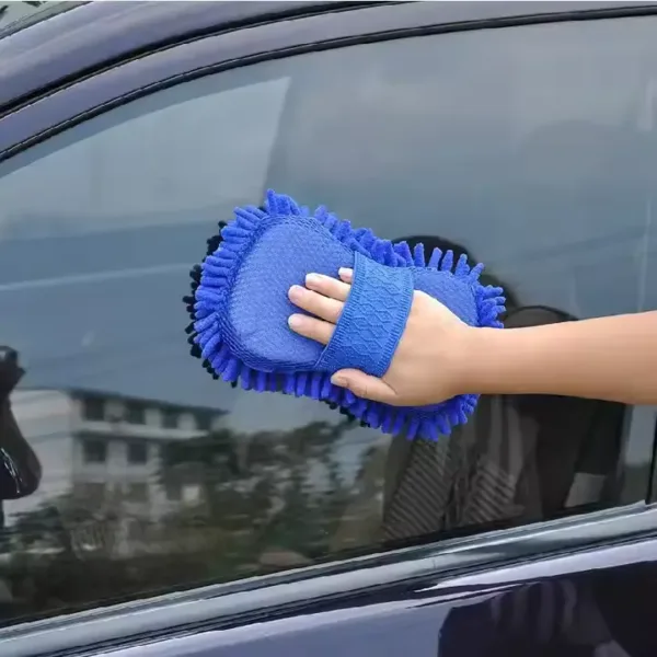 Microfiber Car Wash Sponge with Chenille Bristles and Elastic Hand Strap – Pack of 2