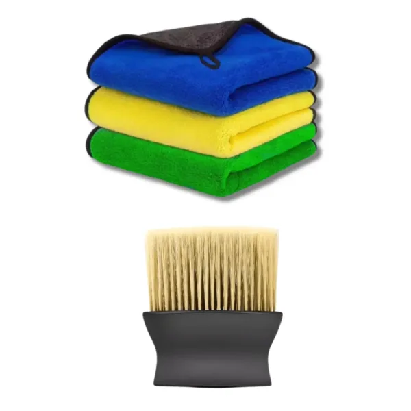 Car AC vent cleaning brush with microfiber towel combo for interior dusting