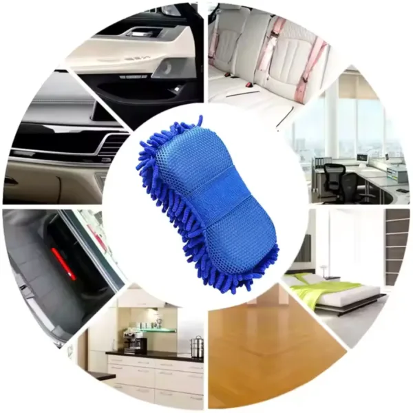 Scratch free car cleaning microfiber towel and sponge combo