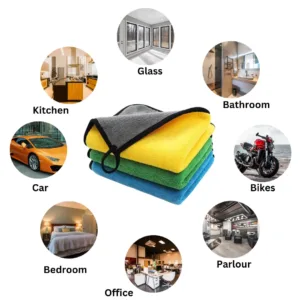 Soft microfiber towel for fast drying.